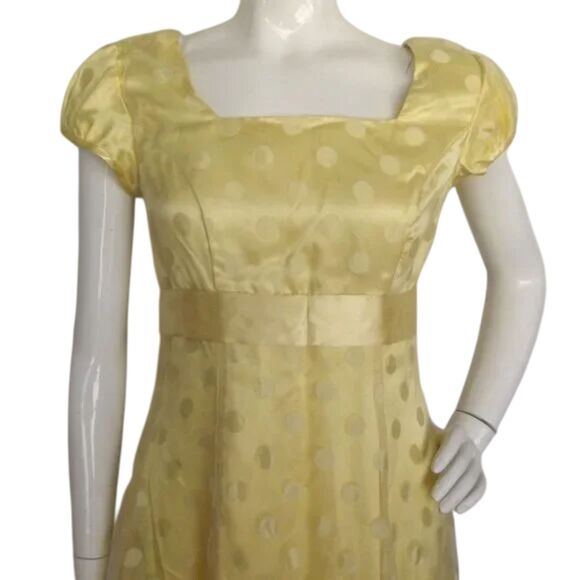 JODY OF CALIFORNIA Prom Dress, S, Yellow, Cap sleeve, Organza Polka dots, Maxi - Picture 2 of 13